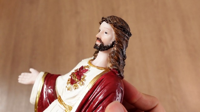 Set 2 Piezas Estatuas Católicas Clásicas Corazones Sagrados miniatura 7