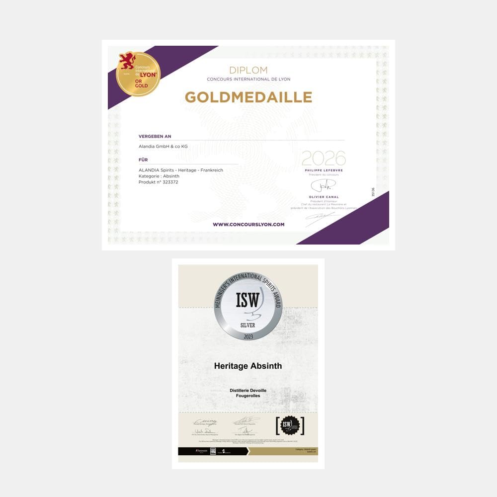 Absinth Heritage Verte | Mit Goldmedaille prämiert | Premium Qualität mit Weinalkohol destilliert | Original Rezeptur | 68% (1x 0,5 l)