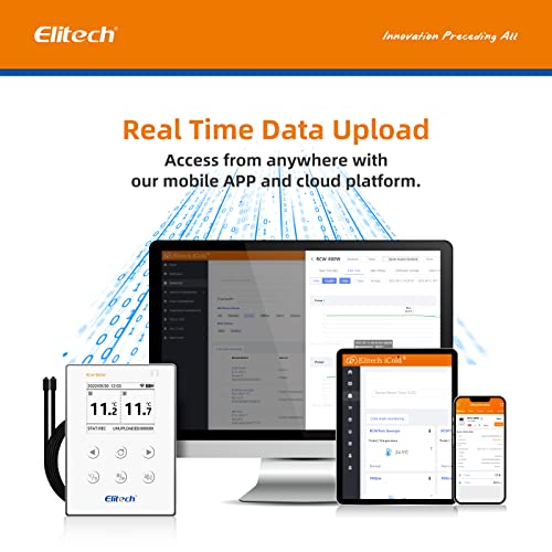 Image of Elitech Wireless Digital Data Logger Remote Real-Time Temperature Monitor Cloud Data Storage SMS /Email /APP /Web Alarm, WiFi Dual External Temp Probe, RCW-800W-TDE(-40~176℉) with Free Cloud Service