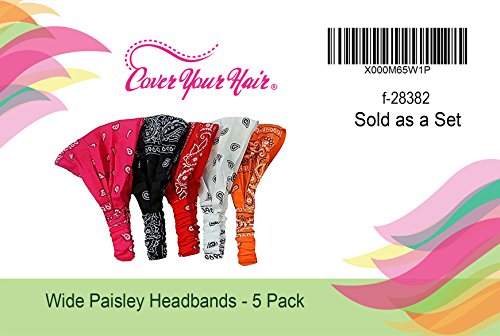 Bandana Headband-Paisley Bandana Headband Wrap- 5 PC Wide Headbands-Christmas Gifts by CoverYourHair - Thumbnail 7