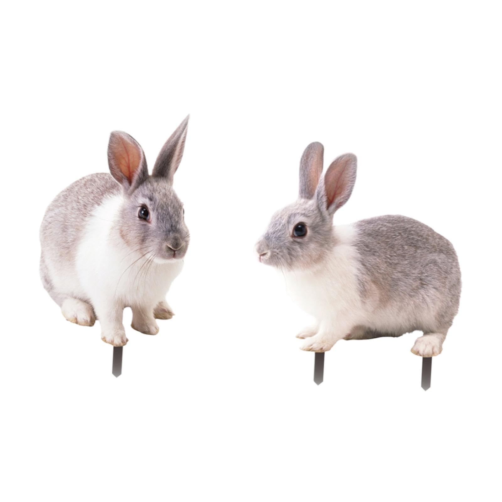 UJEAVETTE 2Pcs Rabbit Decorative Garden Stakes 2D Animal for Flower Bed Bonsai Outside-image-18
