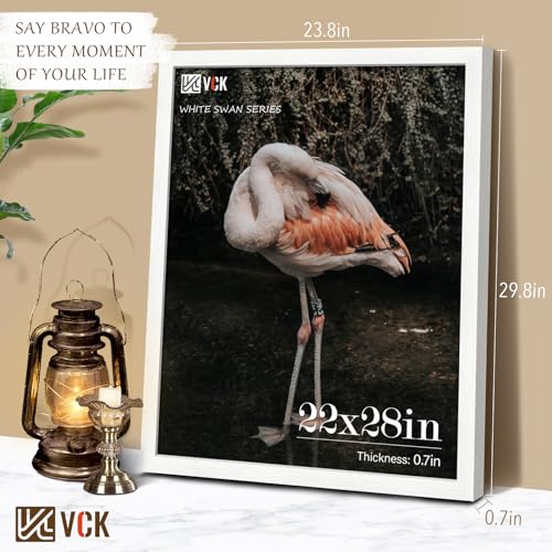 Image of VCK 22x28 Poster Frame Solid Wood White 3 Pack Picture Frames 22 x 28 Inches with Wall Mounting Hanging
