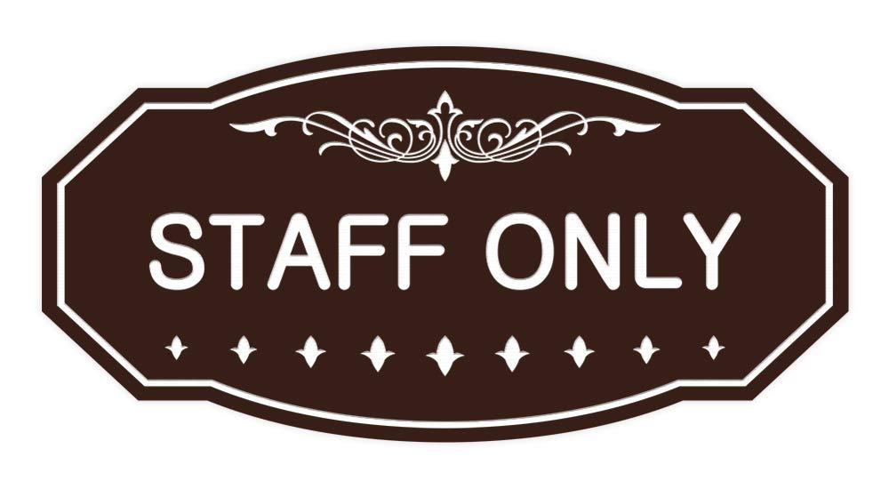 Signs ByLITA Victorian Staff Only Sign (Dark Brown) - Small