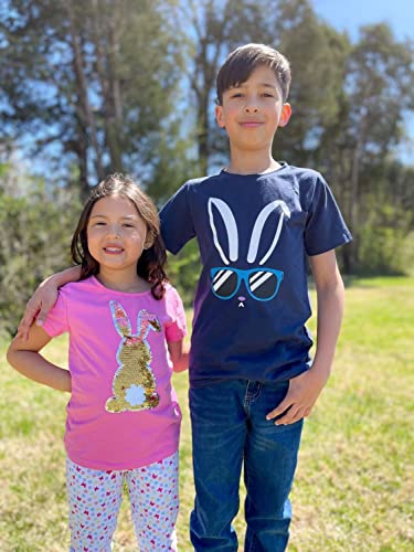 HH Family Easter Shirts for Girls Kids Easter Gift Bunny Flip Sequin T-Shirt Clothing 3-12 Years4