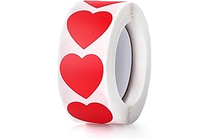 500Pcs Red Heart Stickers, 1" Valentine's Day Love Shape Labels, Self-Adhesive Heart Stickers