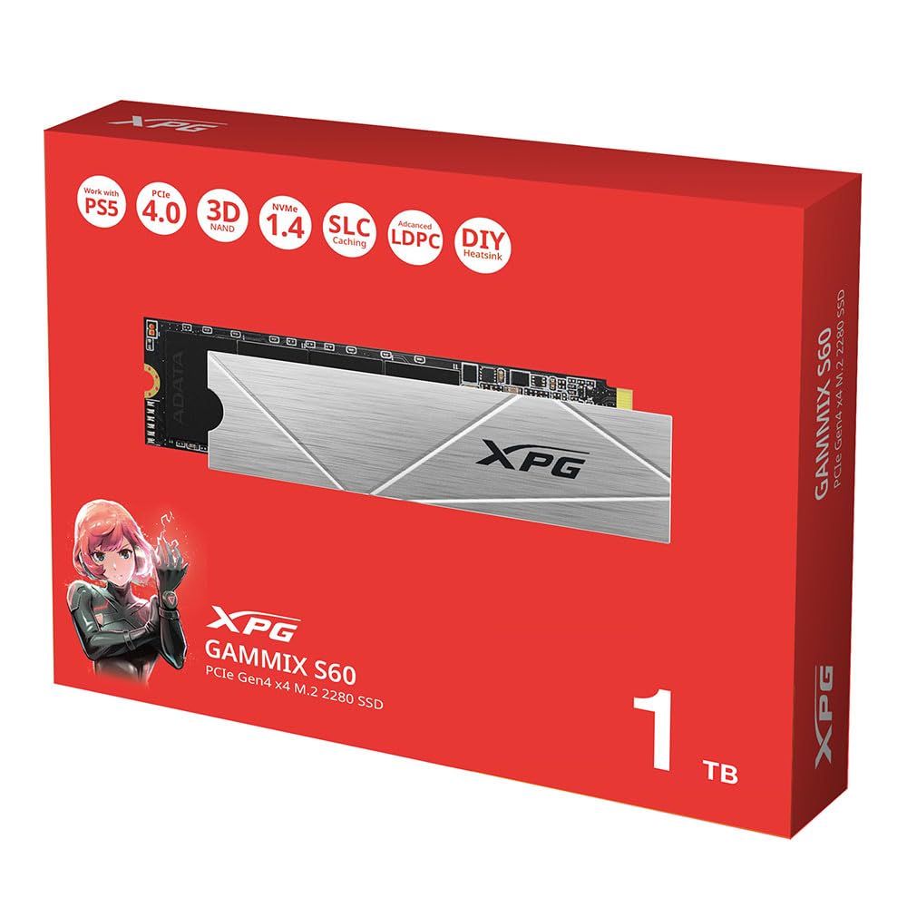 Adata Xpg Gammix S60 - Ssd - 1tb - Intern - M.2 2280 - Pcie 4,0 X4 (nvme) (agammixs60-1T-Cs)