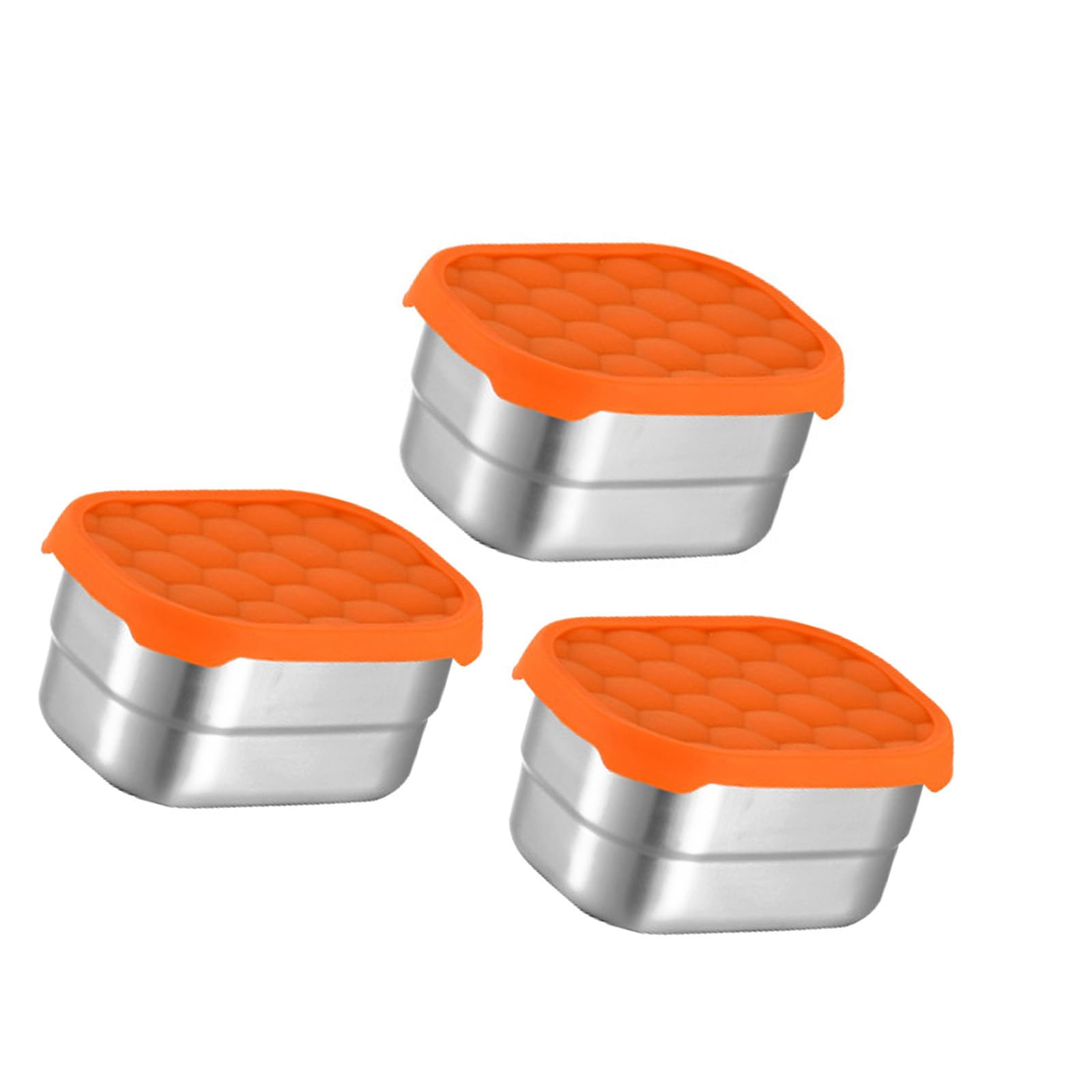 MICFENY Pack Of 3 Stainless Steel Snacks Container For Easy Open Leak With Silicone Lids Stackable Lunch Box