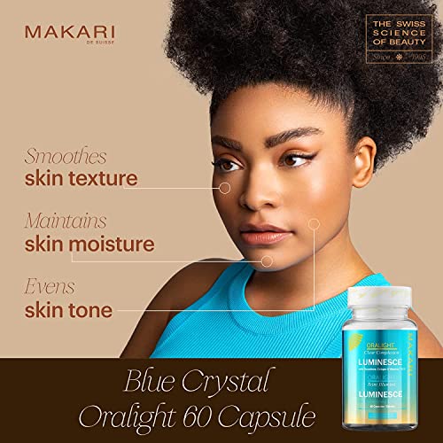 Makari Blue Crystal Oralight Capsules (60 Capsules) | Collagen Supplements with Glutathione and Lemon | Skin Care Supplement for Women with Vitamins C and E | Helps with Dark Spots, Acne, and Wrinkles