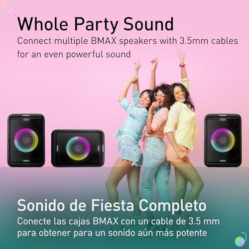 Panasonic BMAX Portable Speaker Bluetooth, 75W Bass Boost Long Battery Life, Wireless, 7 Light Colors & 12 Patterns w/Flash & Strobe Plug-in Guitar & Host Karaoke Party, SC-BMAX5 - image 8