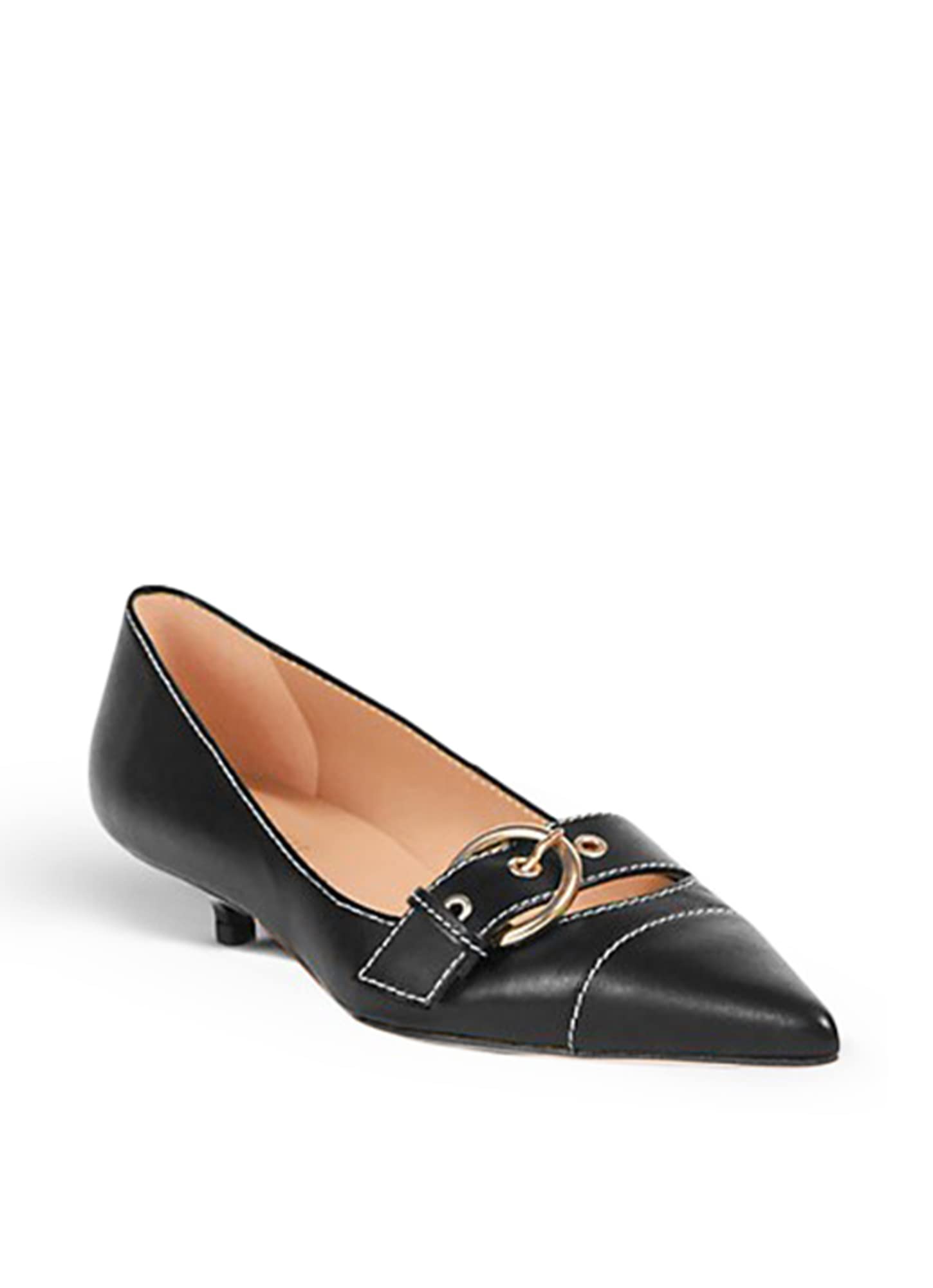 9.5--Juliet Holy Womens Kitten Heels Pointed Toe Pumps Slip On Buckle