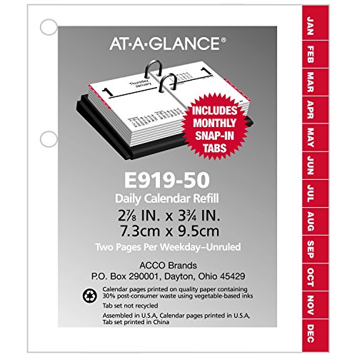 AT-A-GLANCE Daily Desk Calendar Refill 2017, Compact, 2-7/8 x 3-3/4