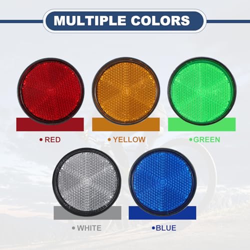 Image of PATIKIL Round Rear Reflectors, 10 Pcs Safety Reflective Warning Reflector Plastic Universal Motorcycle Reflector with M6 Screw Mount for Car Motorcycle Trailer Bike Bicycles Dirt, Red