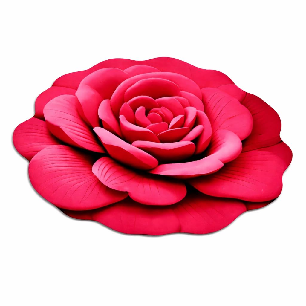 3D Rose Flower Mat for Home Decor | Ultra Soft Plush Flower Rug | Anti-Skid Floor Mat for Bedroom, Living Room, Hall, Vanity & Kids Room | Washable Decorative Floral Carpet for Home (80x80 cm)