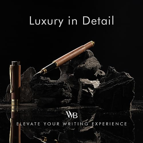 Image of Wordsworth & Black Fountain Pen Set, Luxury Bamboo Wood - Extra Fine Nib, Gift Case; Includes 6 Ink Cartridges, Ink Refill Converter -Journaling, Calligraphy; Drawing, Smooth Writing [Brown Wood]