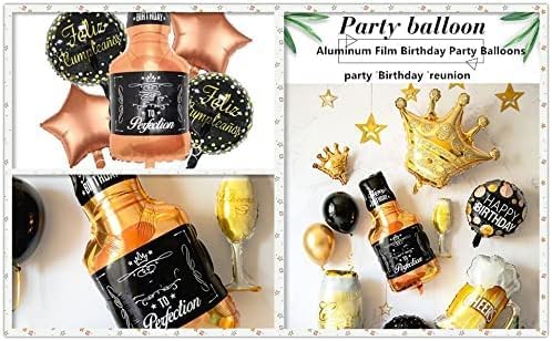 Miniatura 3 de Oumefar Globo de whisky con texto en inglés "Happy Birthday", de papel de aluminio, para decoración de celebración de fiesta interesante, 17.71 x