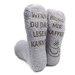 iZoeL Funny Socks with Gift Box Mum Sister Girlfriend Saying “Wenn Du Das Lesen Kannst Bring mir Schokolade Kaffee Wein” Funny Advent Calendar Valentine Gift