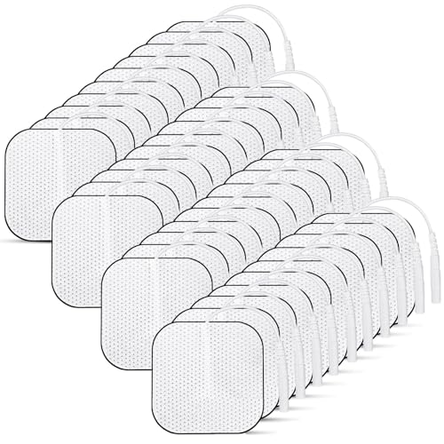 Tens Elektroden Pads 40 Stück Selbstklebende Elektroden für Tens Gerät 40 x 40 mm Wiederverwendbare Elektroden mit 2 mm Steckanschluss Kompatibel mit TENS-Geräten und EMS-Trainer