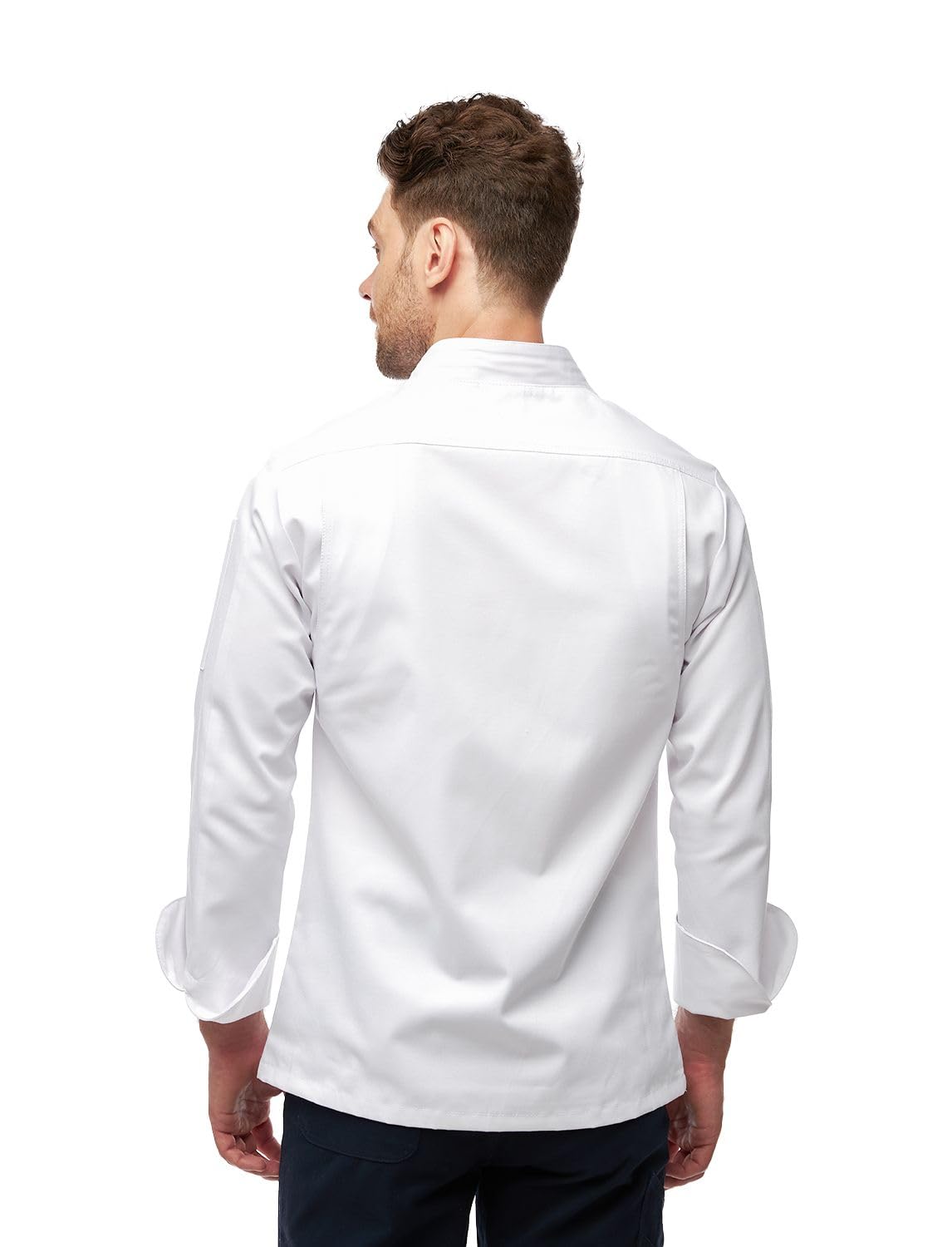 strongAnt Kochjacke Herren Langarm easyMove mit Stretch Rücken inkl. Kugelknöpfe/Druckknöpfe Slim Fit