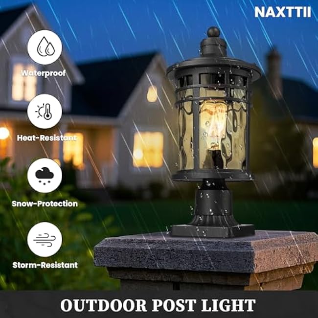 Outdoor Post Light Pole Light Fixture Exterior Lamp Post Lantern 14.6 Inch
