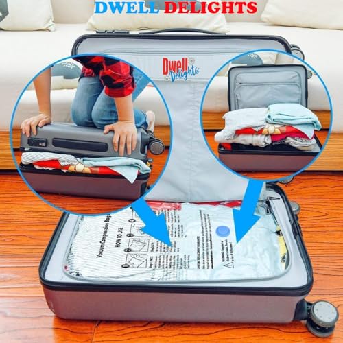 Image of Smart Saver Vacuum Bags for Travel, Space Saver Bags 5 Pack (1 Large 2 Medium 2 Small) Storage Bags for Clothes, Sealer Bags, Vaccine Sealed Airtight Ziplock Bag with Hand Pump