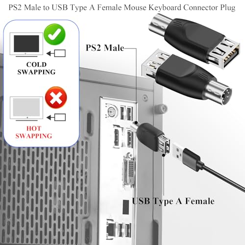 Convertidor PS2 a USB para mouse y teclado, 2 unidades miniatura 2
