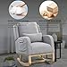High Back Casual Armchair Rocker with 1 Lumbar Pillow, 2 Side Pockets, Nursery Rocking Chair with Solid Wood Legs, Modern Leisure Single Sofa for Living Room, Bedroom, Baby Room (Grey, 37*27.5*38in)