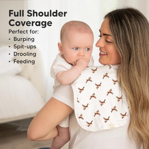 Image of 5-Pack Muslin Burp Cloths Baby Boy, Girl - Very Absorbent Baby Burp Cloth Rags, 8-Layers Viscose Derived from Bamboo Cotton Muslin Towel, Super Soft Spit Up Rags, No Shrink Washcloths (KeaFriends)