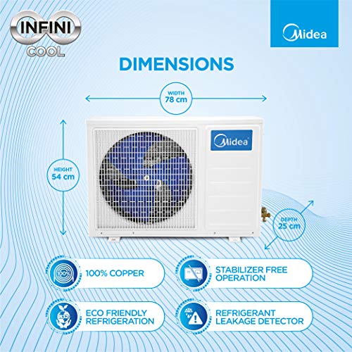 Image of Midea 1.5 Ton 3 Star Split AC (Copper, AG+ Nano Filter, 2021 Model, Santis Pro CLS R32, White)