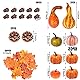 HONGECB 50 Stück Künstliche Kürbisse Herbst Herbst Dekorationen, Halloween Kürbis Deko Thanksgiving Dekoration Set, Mini Gefälschte Ernte Kürbisse, Gefälschte Kürbisse Ahornblatt Dekorations Set