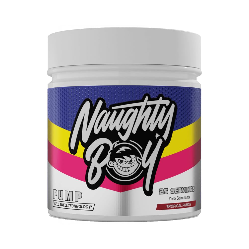 NaughtyBoy Pump Pre-Workout - 400g, Tropical Punch, Stimulant Free, Cell SWELL Technology, Pump, Focus, Performance & Hydration