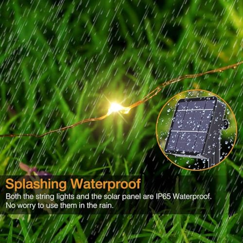 Image of AERYS Solar Fairy String Light Outdoor, 39 Ft 100 LED with Inbuilt Rechargeable Battery IP65 Waterproof 8 Modes (Copper Wires, Sturdy Quality) for Garden Yard Diwali &Home Decor led Lights