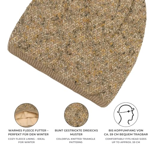 Bonnet d'hiver en tricot thermique à doublure polaire et motif triangle styleBREAKER