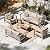Oasbira Aluminum Outdoor Patio Furniture Set with Coffee Table, 5 Piece Patio Conversation Sets with Washable Thick Cushions, Patio Sectional Furniture Set for Porch, Balcony, Garden, Silver