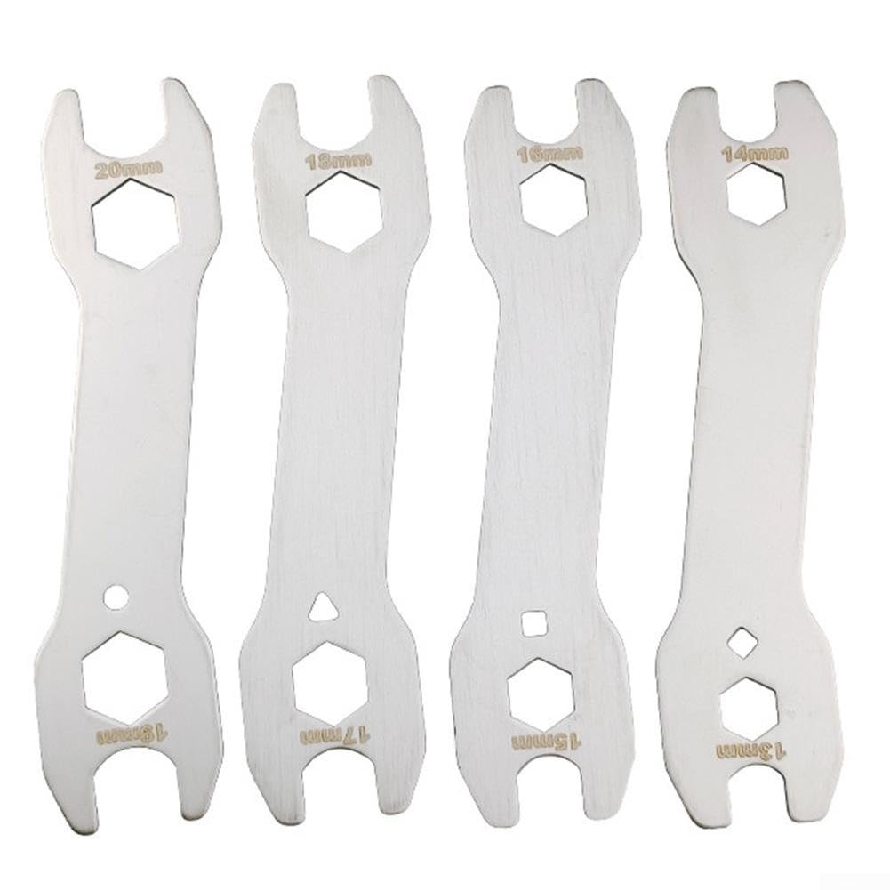 Honseadek For Bike Hub Cone Wrench Set, Stainless Steel Axle Cone Spanner Tool Kit for Bicycle Wheel Hub Maintenance, 13/14/15/16/17/18/19/20mm Thin Profile(4PCS Set)