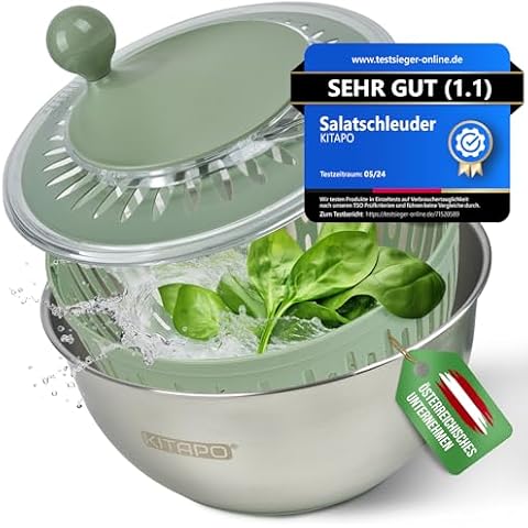KITAPO Salad Spinner Stainless Steel Cover