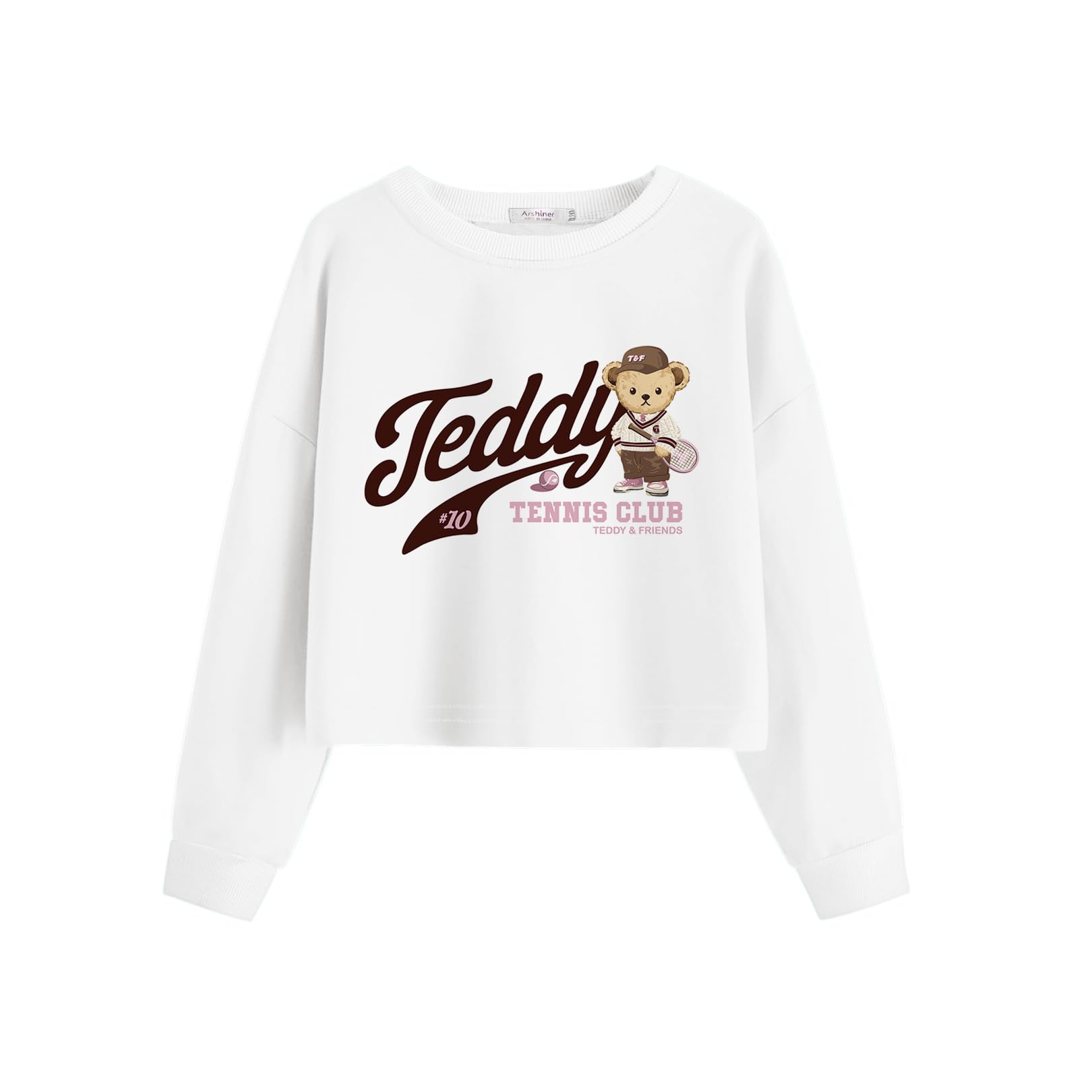 Arshiner Girls Crop Tops Kids Long Sleeve Pullover Sweatshirts Girls Cropped Crewneck Sweatshirt for Teen Girl