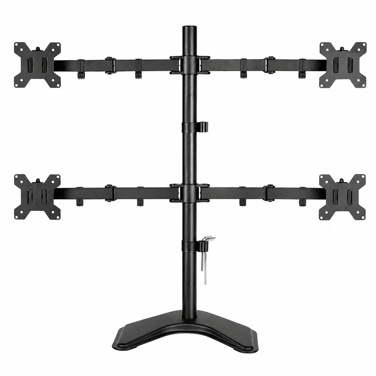 Techly 027590 Supporto da Scrivania per 4 Monitor 13-27" con Base Nero
