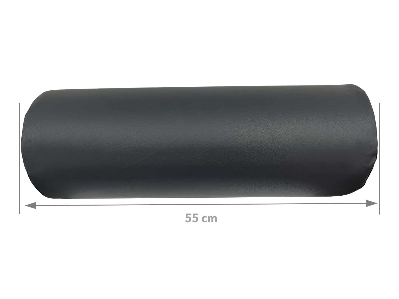 QUIRUMED Cojín Rodillo, 55 x 20 cm, color Negro, Polipiel, Ergonómico, Relleno de espuma, para Yoga, para Fitness, para Masaje