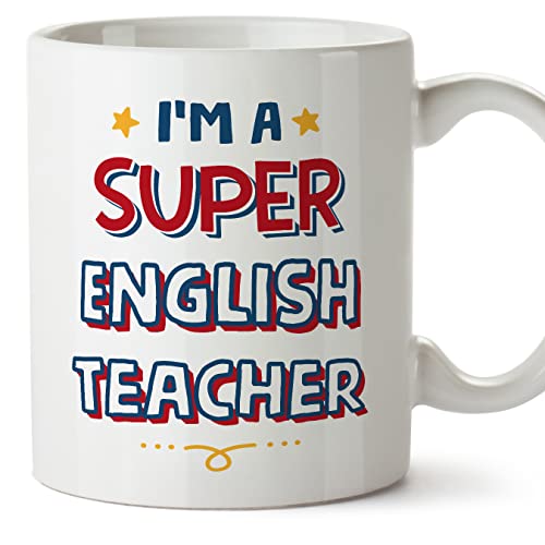 MUGFFINS Tazas para PROFESORA DE INGLÉS - En Inglés - - 11 oz / 330 ml - Regalo original y divertido
