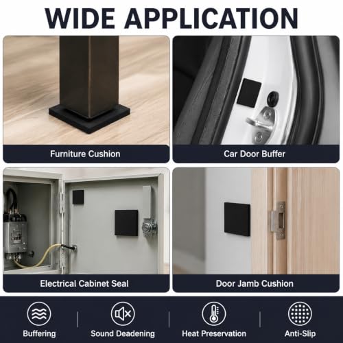 Image of Foam Padding Sheets - 1 /8 inch Thick Self Stick Neoprene Insulation Foam, 4 inch L x 4 inch W x 1 /8 inch H, 10 Pack (10, 4in X 4in X 1 /8in)