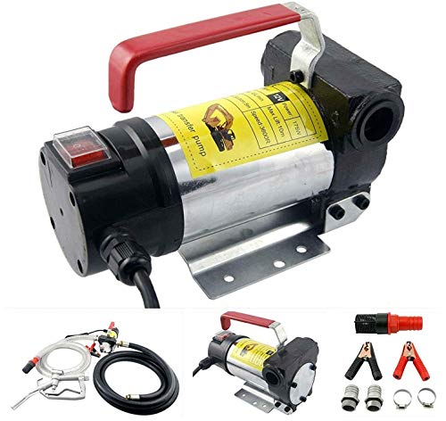 Transfer Pump Kit 10GPM/40LPM Heavy Duty Portable Diesel Fuel ONLY Electric DC 12V Alligator Clamps includes: Aluminum Manual Nozzle, Delivery & Suction Hose w/Filter (NOT For Gasoline)