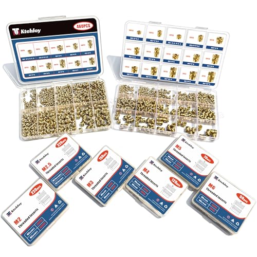 400pcs threaded inserts m2 m25 m3 m4 m5 m6 female thread metric knurled nuts assortment kit brass heat set insert for plastic and 3d printing components threaded inserts ket