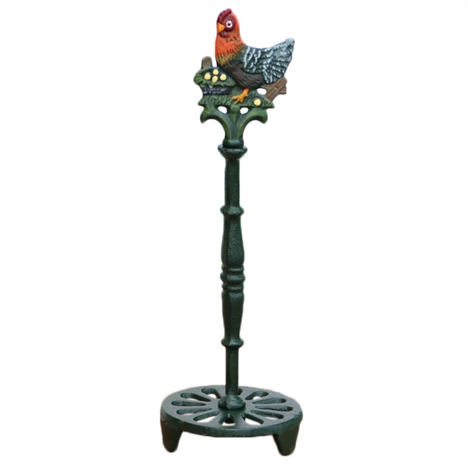Paper Towel Holder Green Liu- Cast Iron Hen Country Rustic Cast Iron Roll Paper Dispenser Stand For Kitchen Bathroom Countertop,