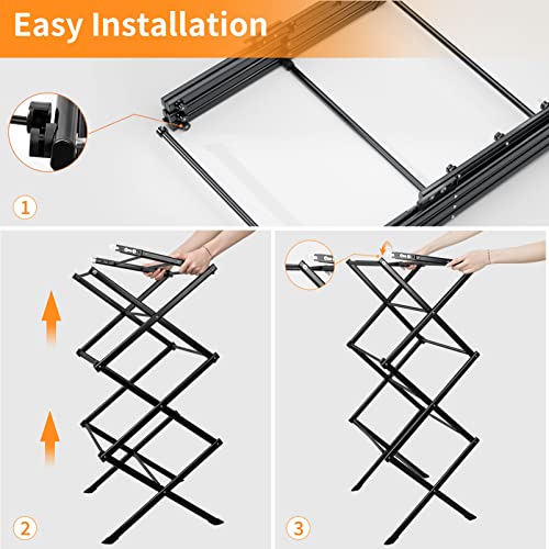 KeingGcopr-Household-Indoor-Foldable-Drying-Rack-Clothing-Laundry-Drying-Rack-40-x-288-x-142-Space-Saving-IndoorOutdoor-Black