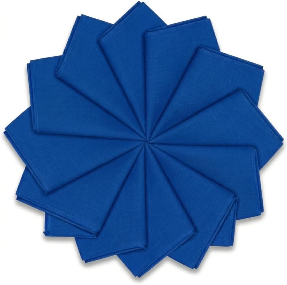 The Bandanna Company Solid Color Cotton Bandanas, Unisex, Multi-Purpose bandana, Available in 4 and 12 Packs