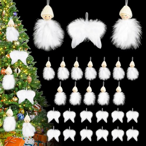 Christbaumschmuck Vintage Feder, 24 Stück Engelsflügel deko...