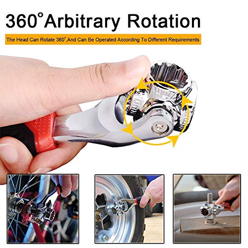 iPstyle Universal Wrench 52 in 1 Socket Wrench Tool with Multifunction 360 Degree Rotating Head, Spanner Tool for Home and Car Repair - Image 6