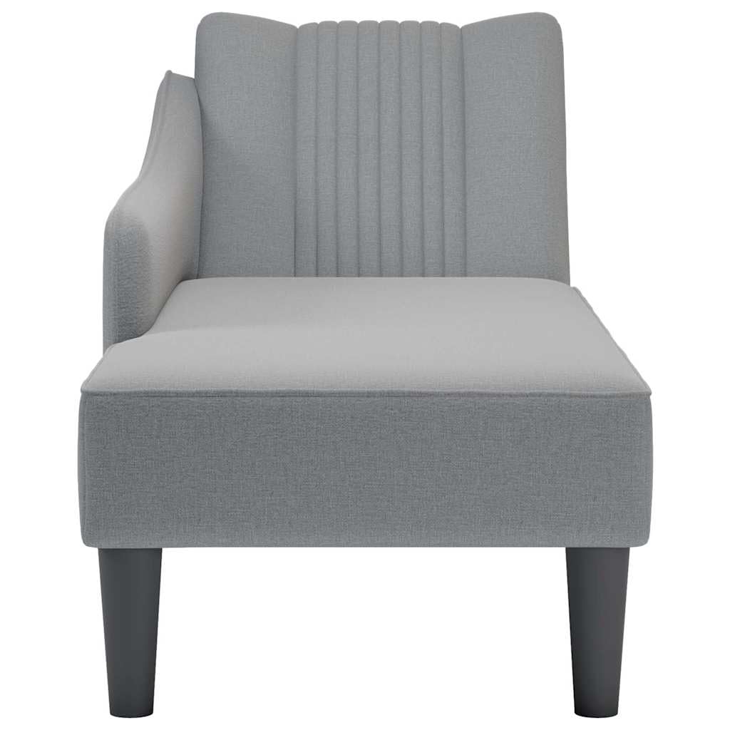 Szezlong z prawym podłokietnikiem, jasnoszary, materiał 140 x 56 x 66 cm, komfortowy leżak relaksacyjny z bardzo elastyczną pianką, do salonu, sypialni, biura, salonu i pokoju gościnnego