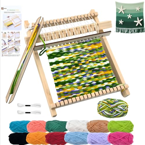 MKLG DIY Holz Webrahmen Kinder Set, Webrahmen für Kinder ab 4 6 8 Jahre,...