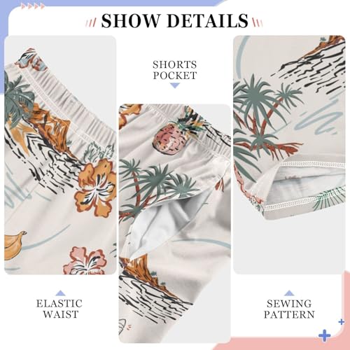 visesunny Boys' Pants Summer Palm Tree Jogger Pants Elastic Waist Long Bottoms Trousers with Pockets 6